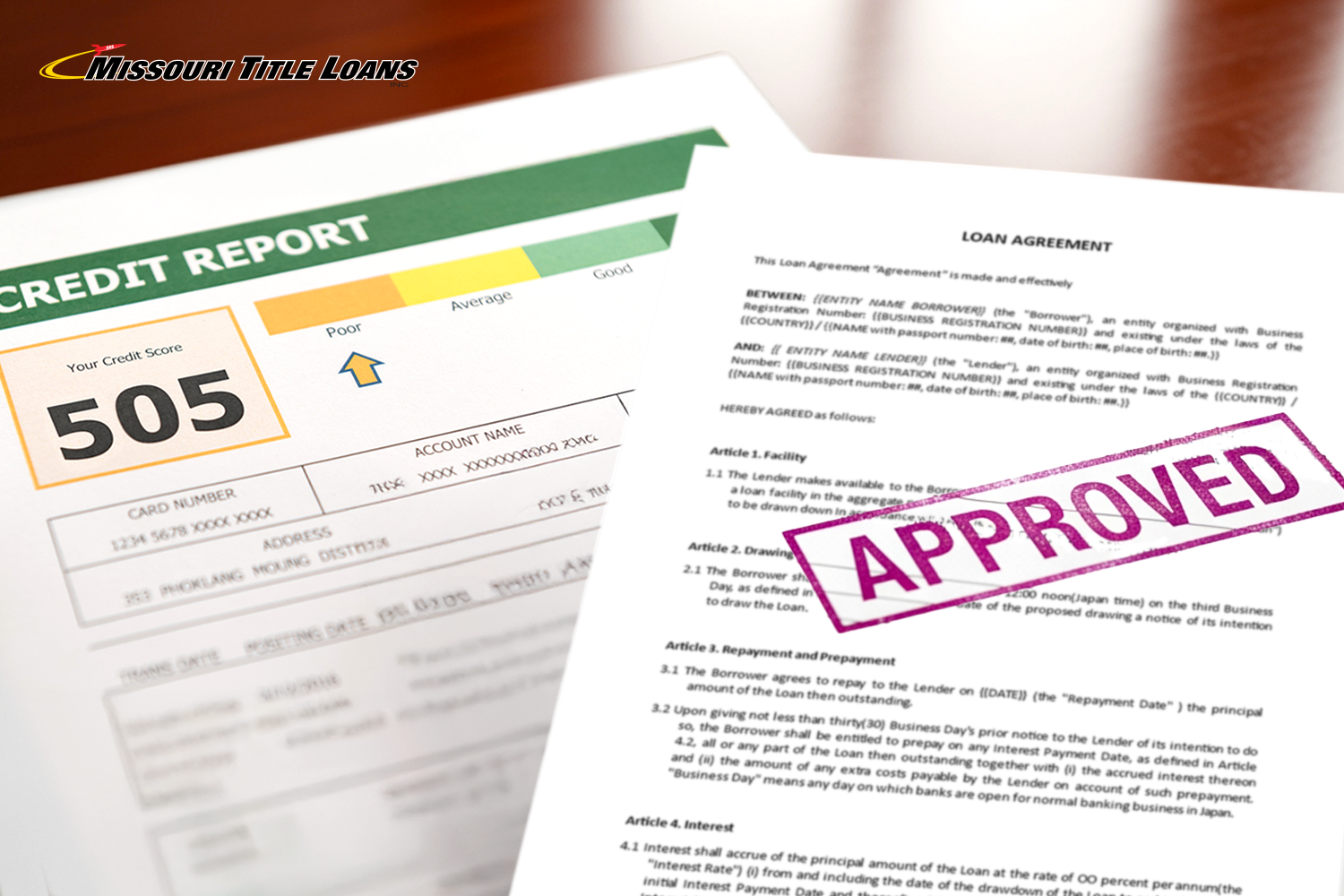 a bad credit report with a approved document for installment loan