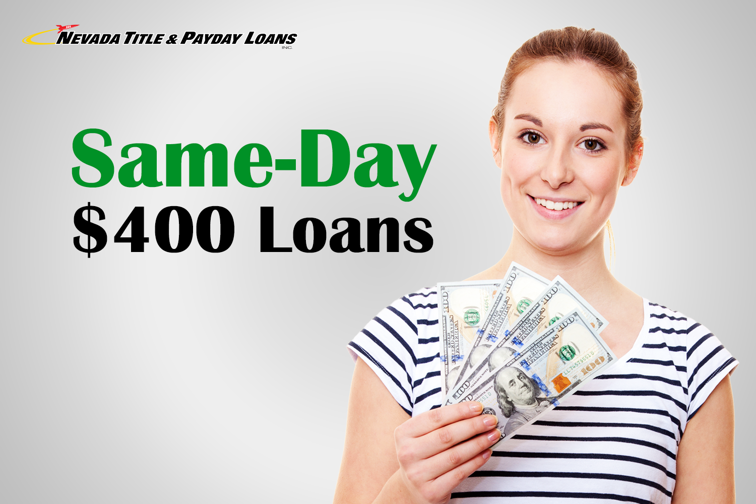 woman holds a $400 loan today in Nevada