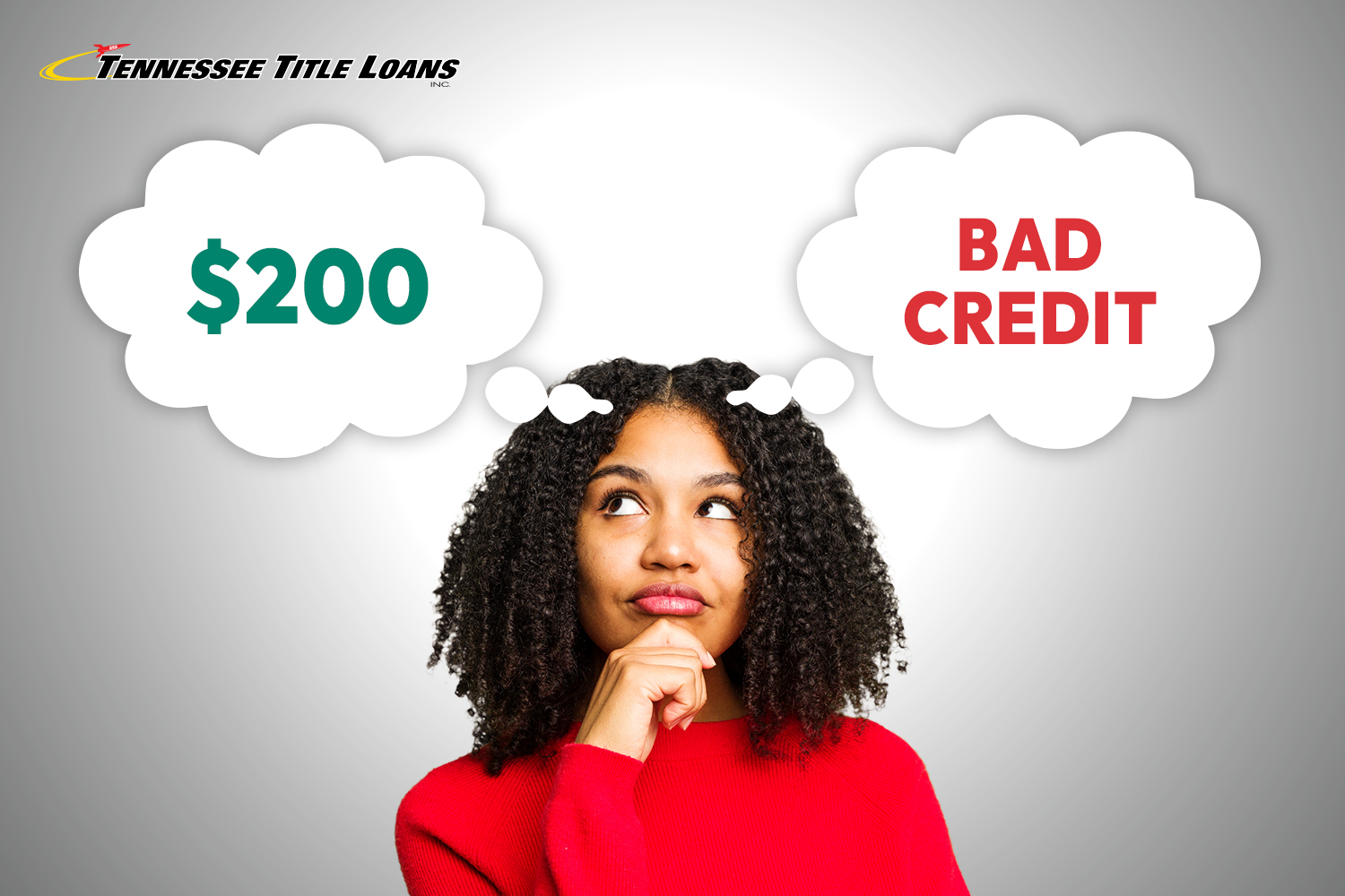 woman considers getting a payday loan for $200 for bad credit
