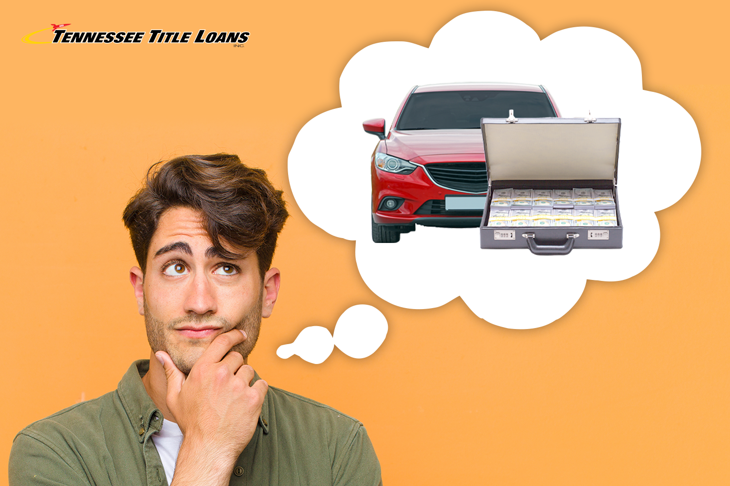 man thinks about getting a title loan in Tennessee