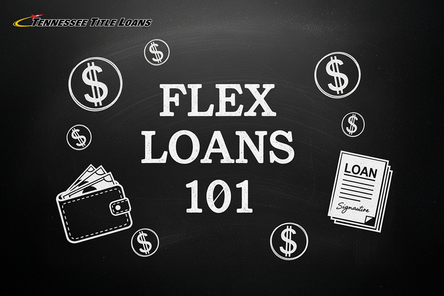 blackboard that says "flex loans 101"