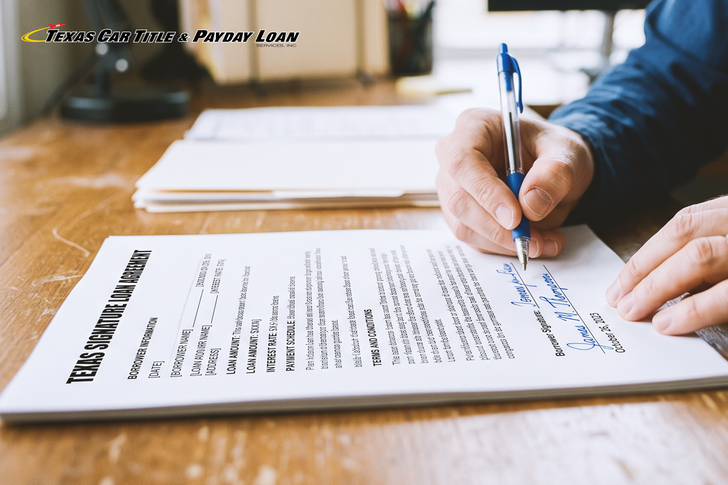 borrower signing a personal installment loan contract