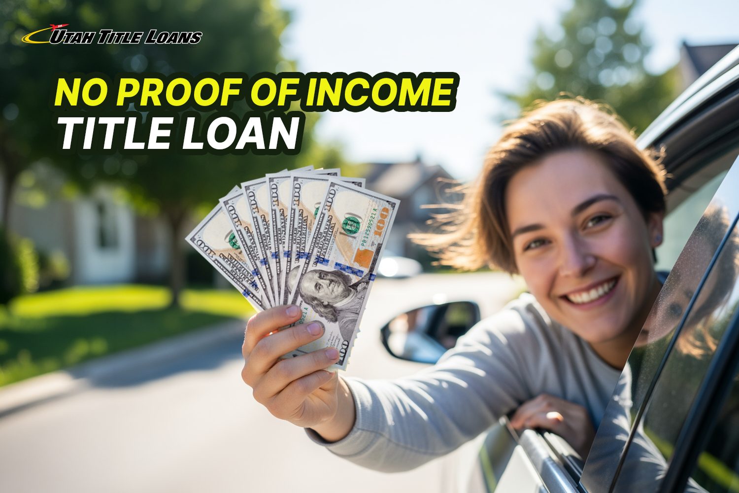 woman holding cash from title loan in Utah