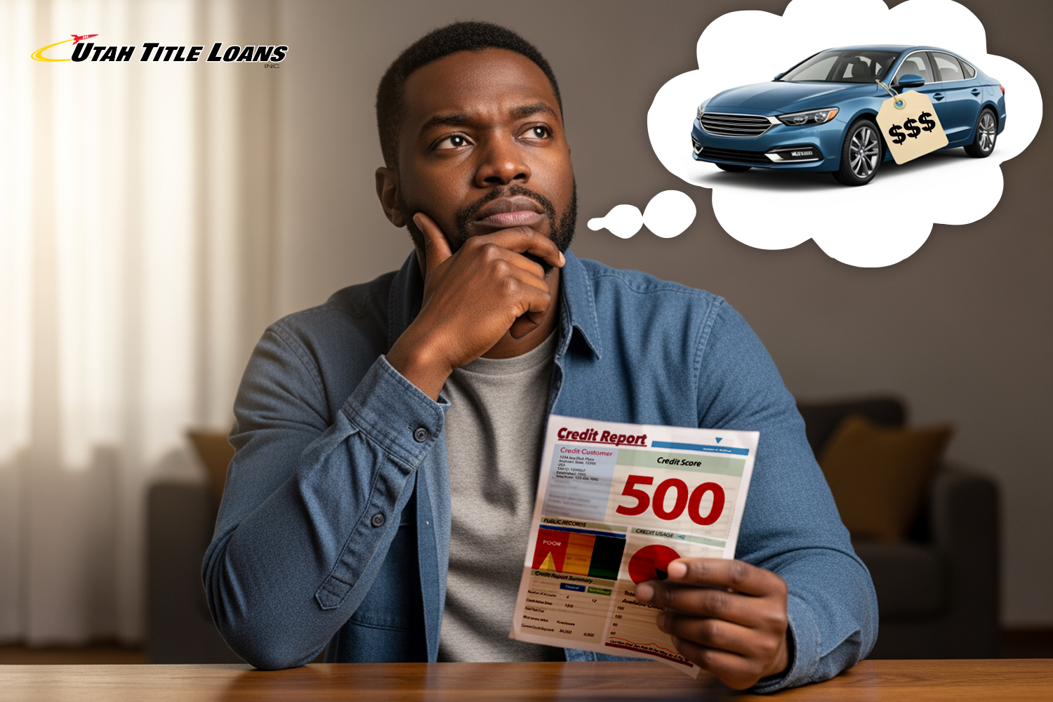 man contemplates getting a title loan with bad credit in Utah