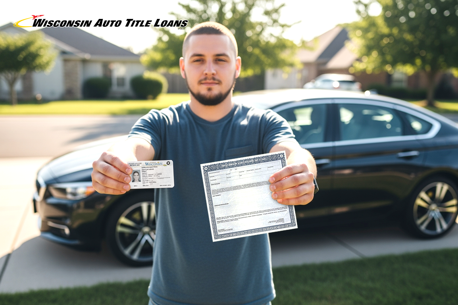 man holding Wisconsin title loan requirements