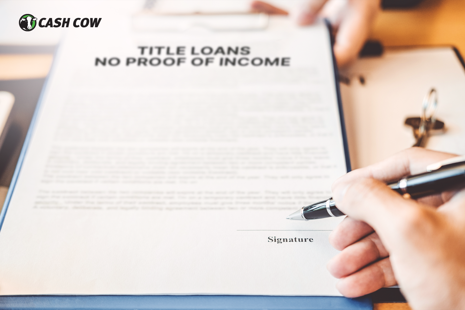 person signs contract for an unemployed title loan