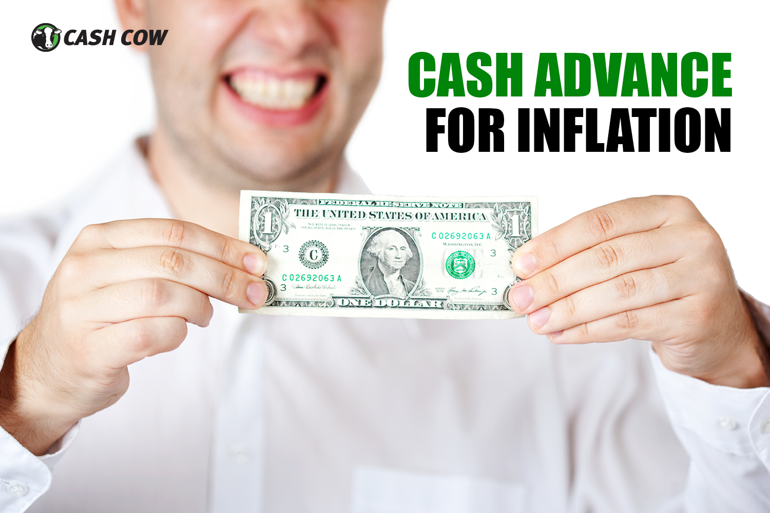 man happy holding cash advance for inflation
