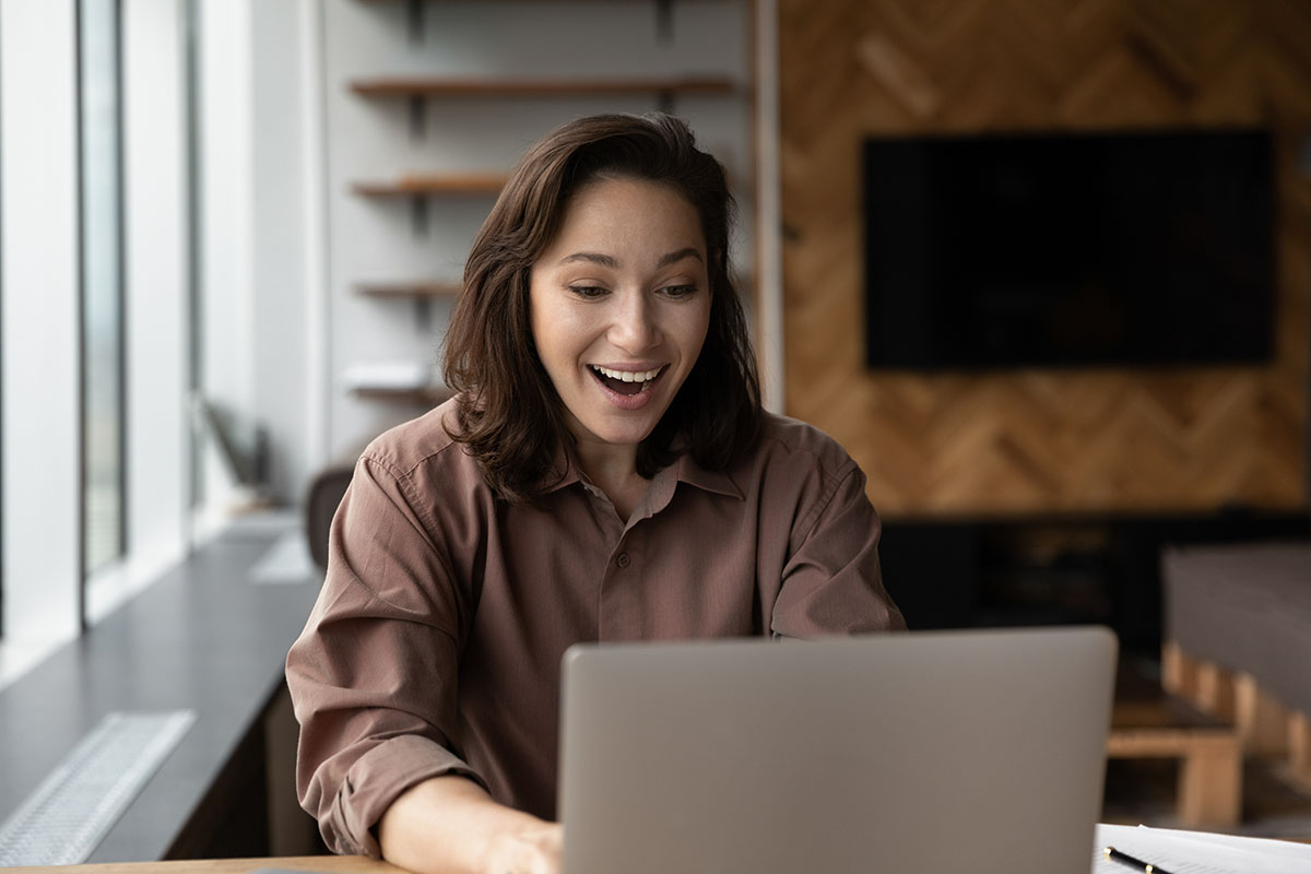 woman excited to complete her budget