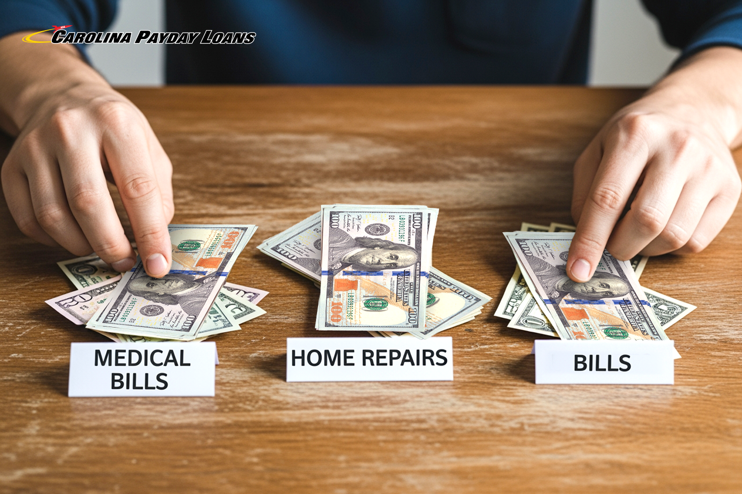 stacks of cash for financial emergency categories