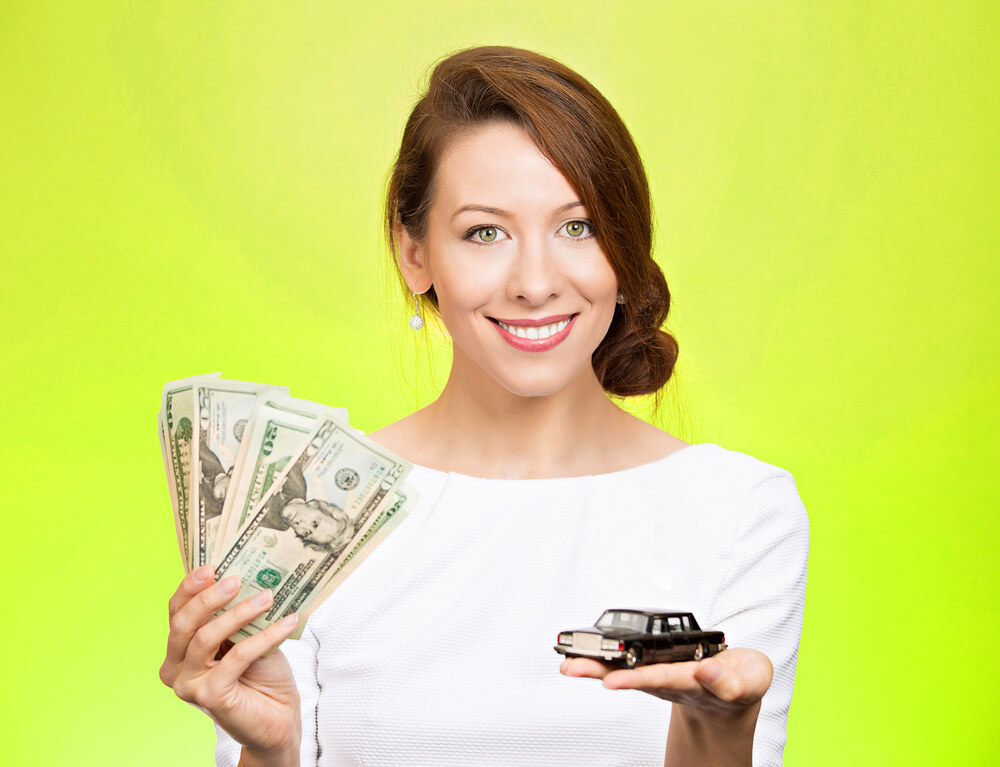 woman with car equity loan money