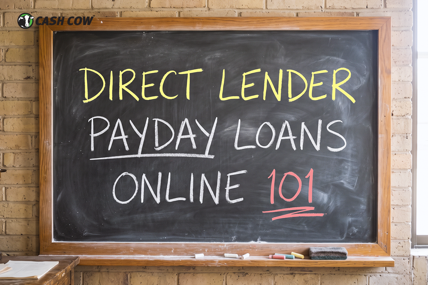 direct lender payday loans online 101 on chalkboard