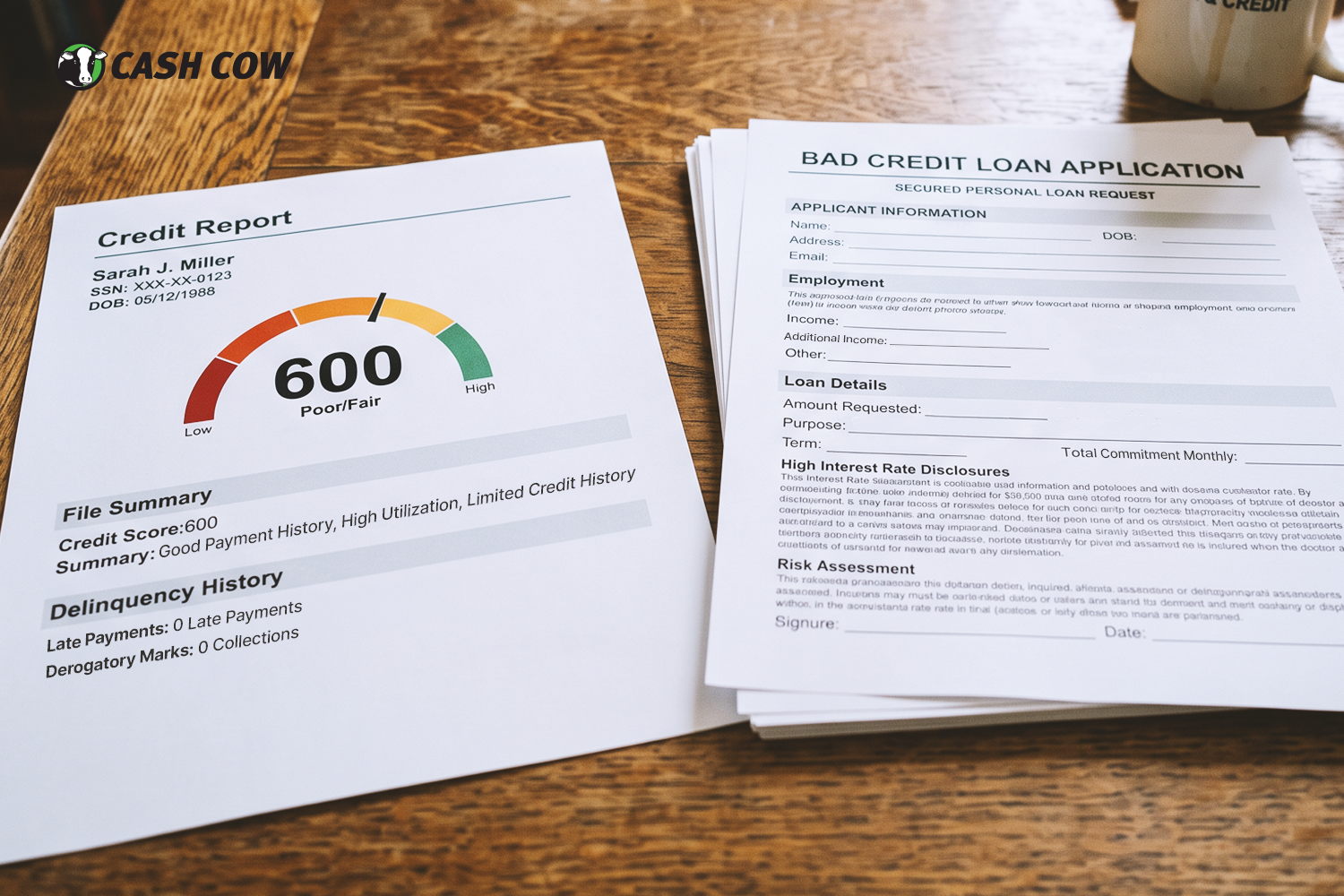 600 credit document and bad credit loan application