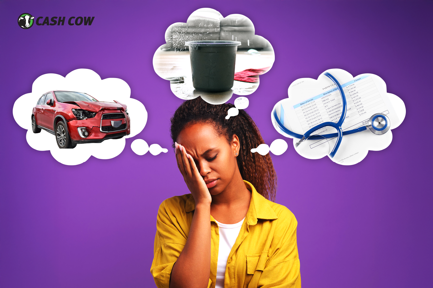 woman worried about financial emergency and needs a cash advance