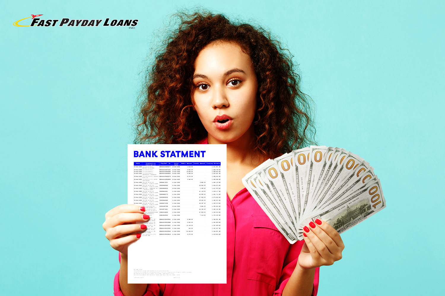 woman gets cash from a payday loan after getting a bank account