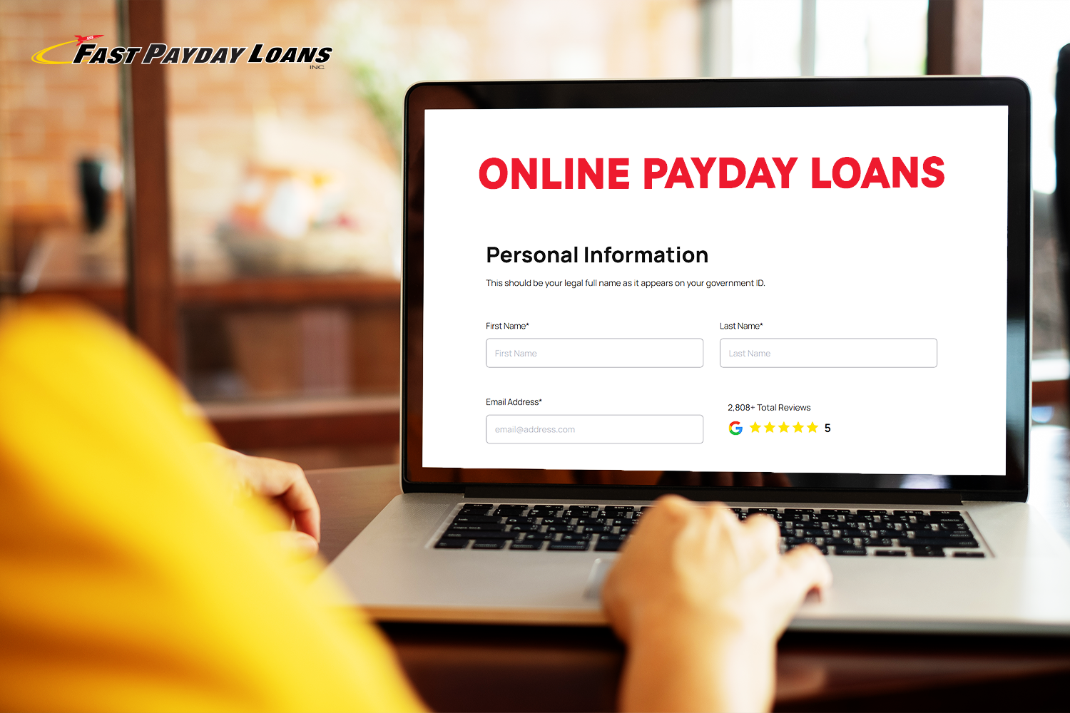 filling out an online application for a payday loan