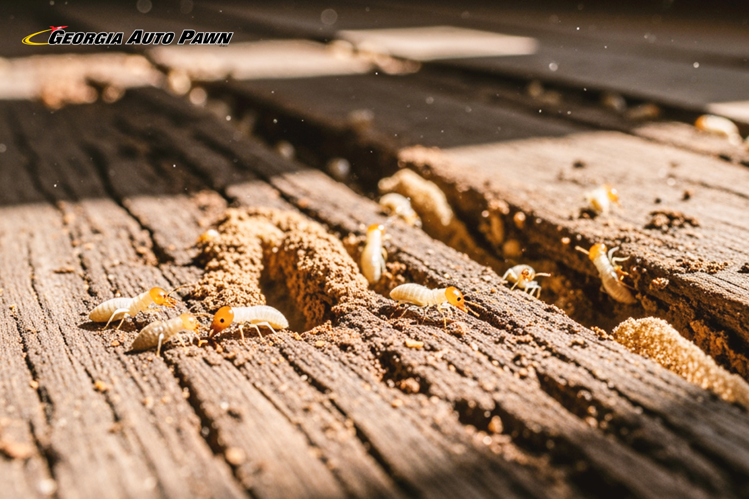 termites eating wood on someone's deck