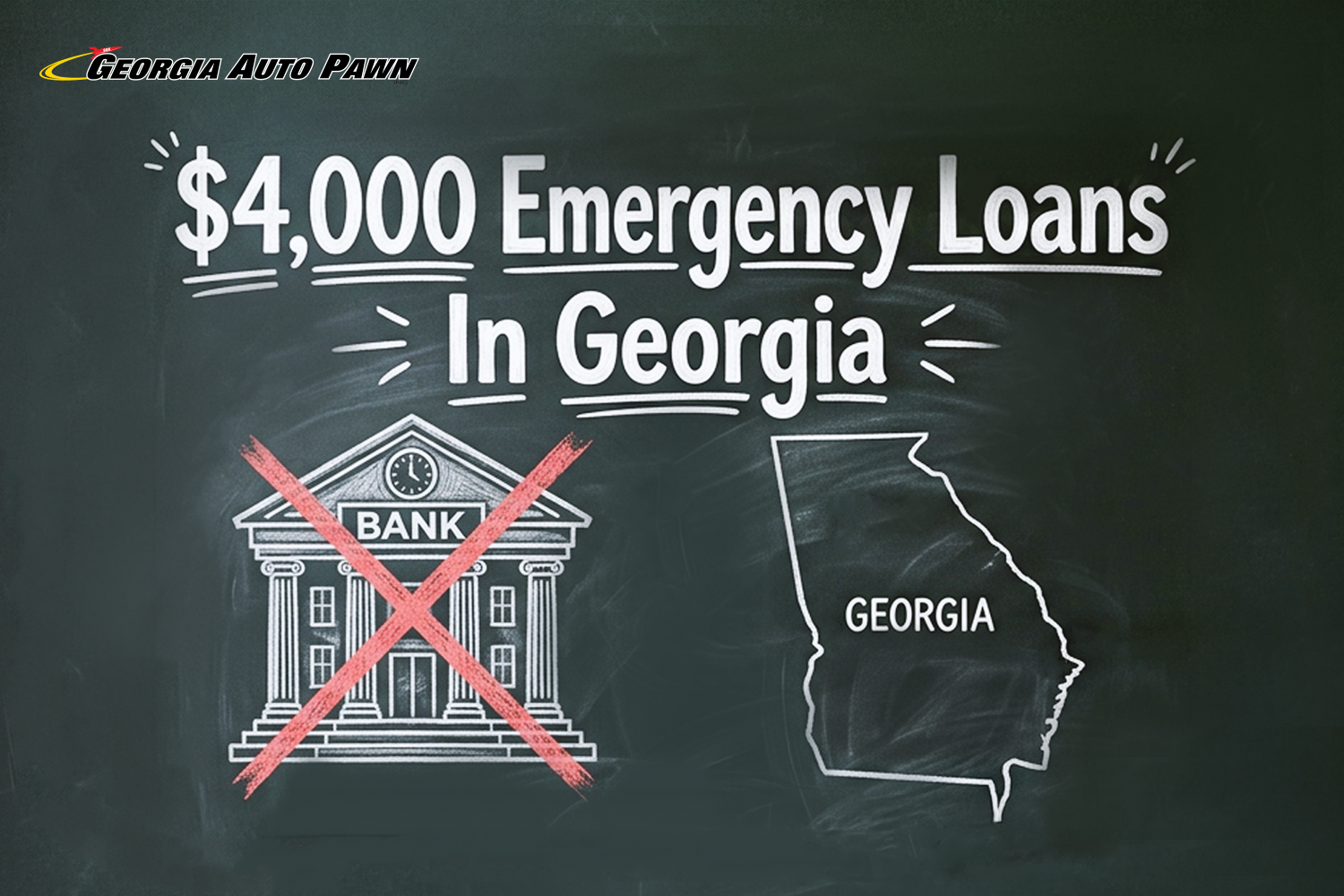 chalkboard that says "$4,000 Emergency Loans In Georgia"