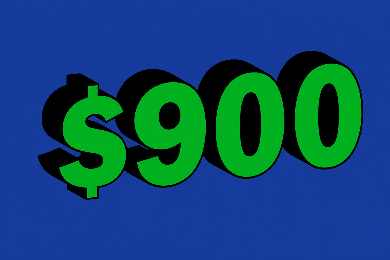 $900 loan in green text with blue background
