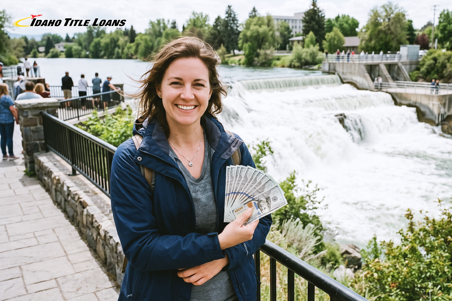 woman holds $8,000 from a title loan in Idaho Falls