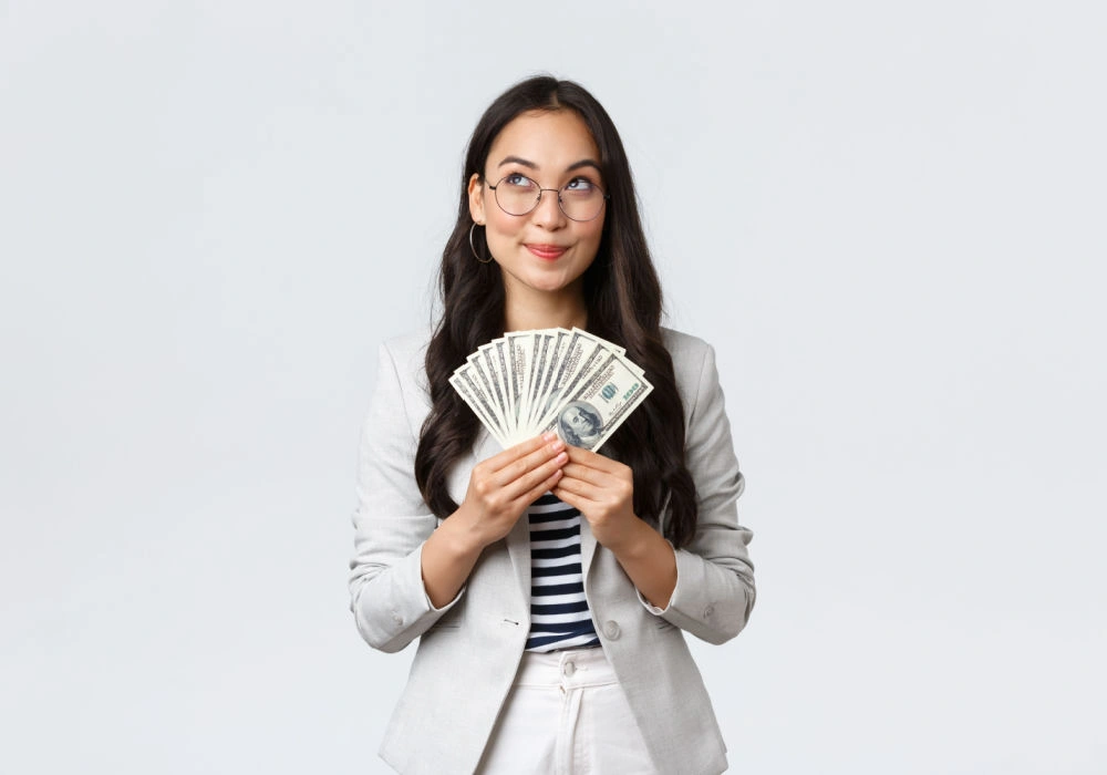 Woman happy from getting Title loan cash