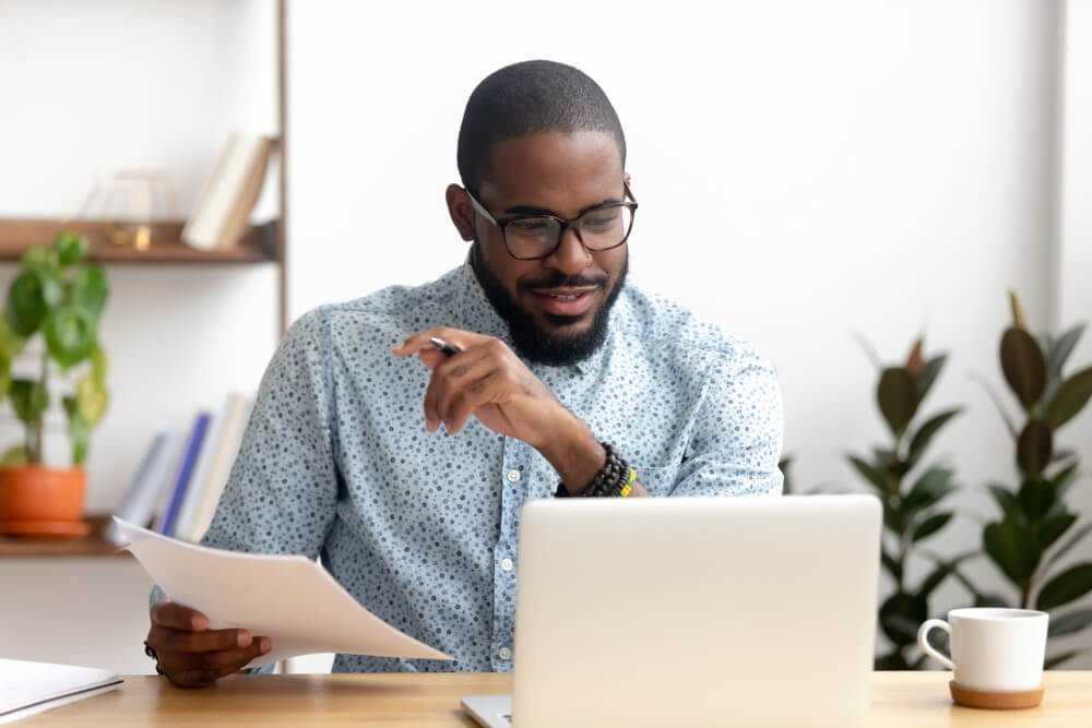 man working on computer