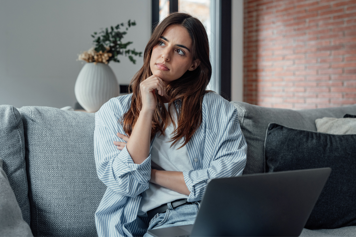 girl considering a title loan