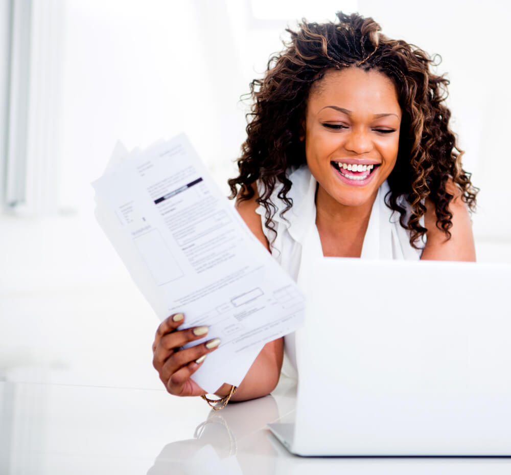 Woman happy about flex loan 