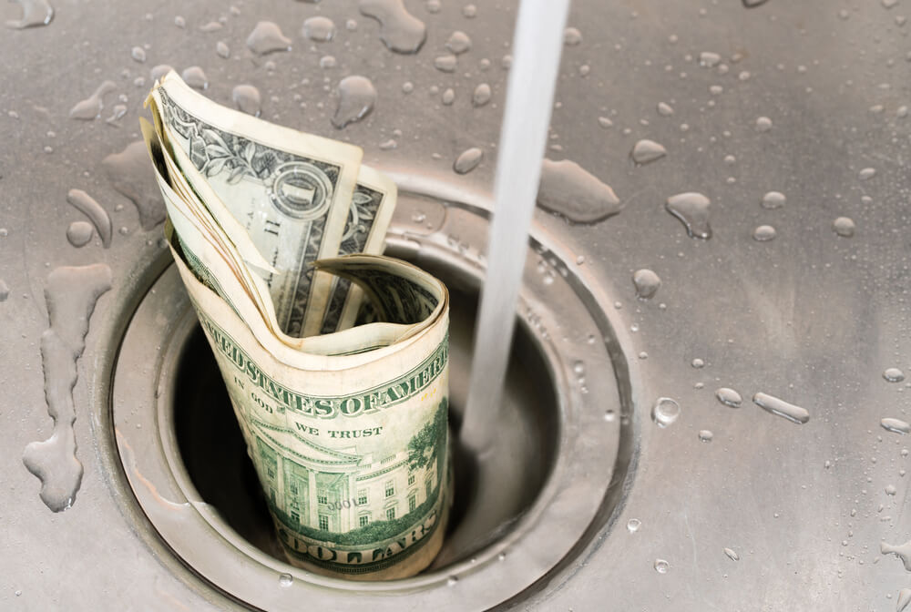 money waste down drain 