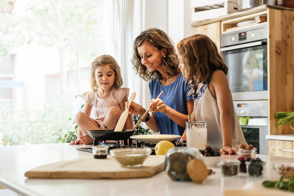 woman with her children 