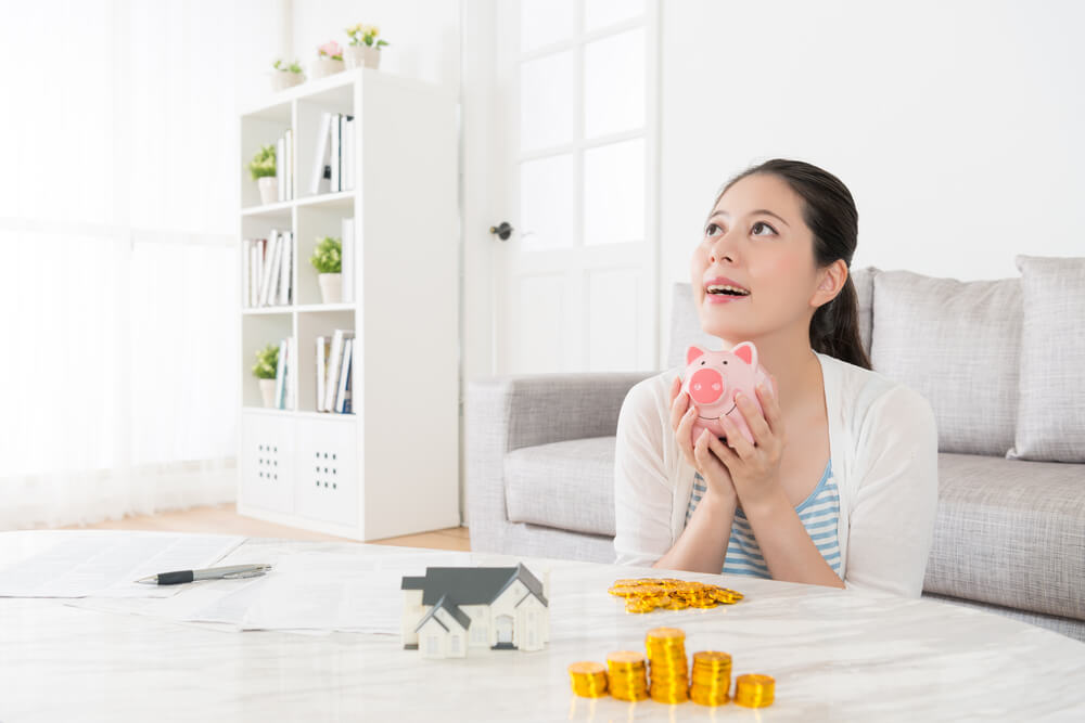 woman thinking about spending money