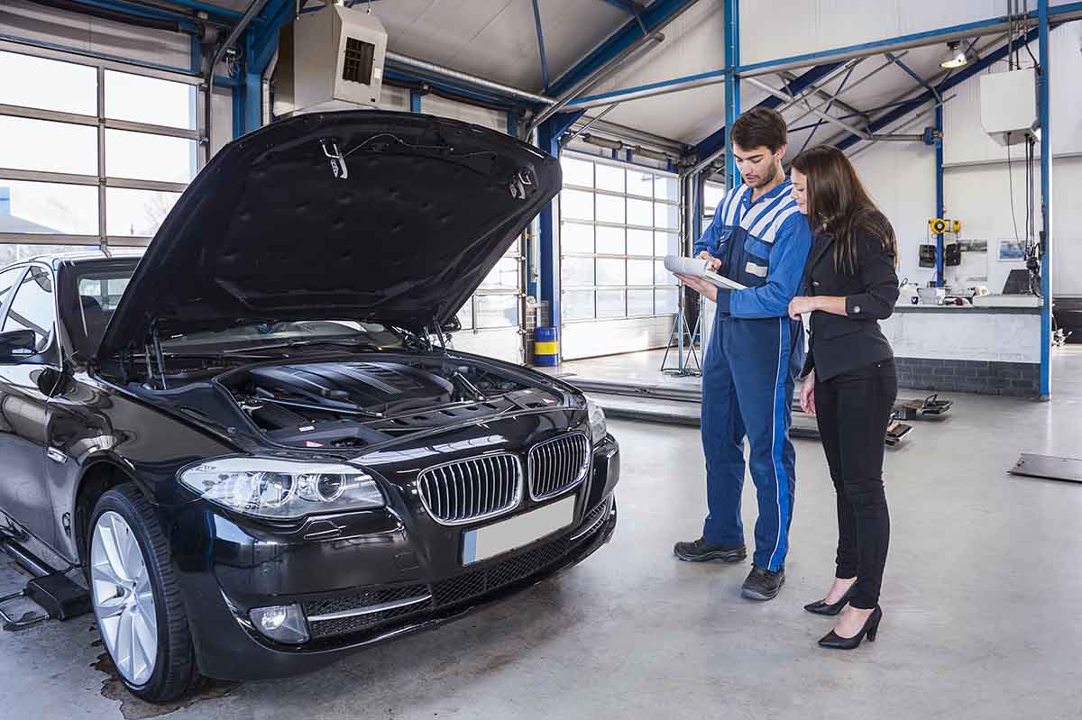 car getting maintained at shop