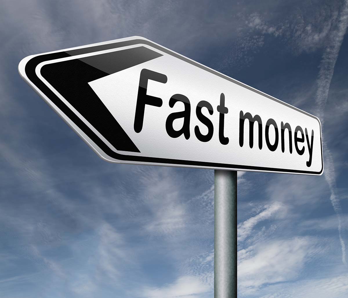 The image features a signpost labeled "fast cash title loans help," symbolizing quick financial assistance through title loans.