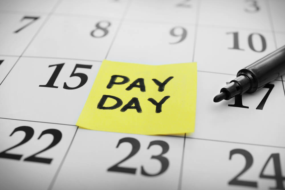 payday marked on calendar