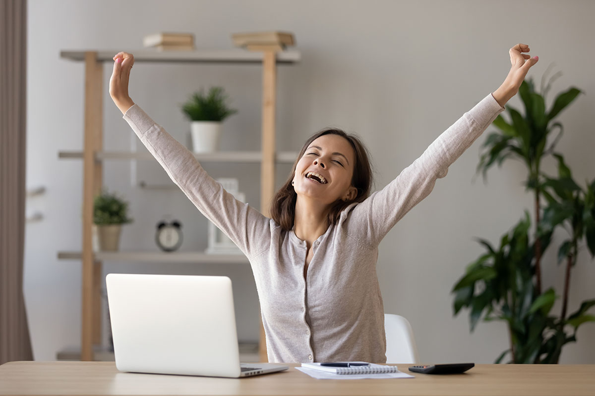 woman excited about easy approval for online title loans