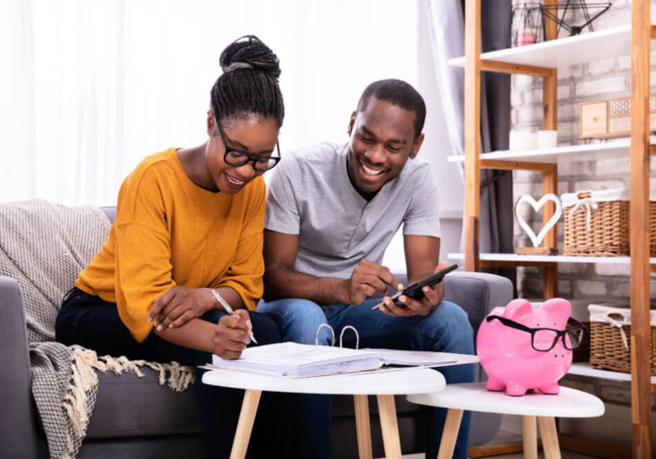 couple looking over the tips for their borrowed money