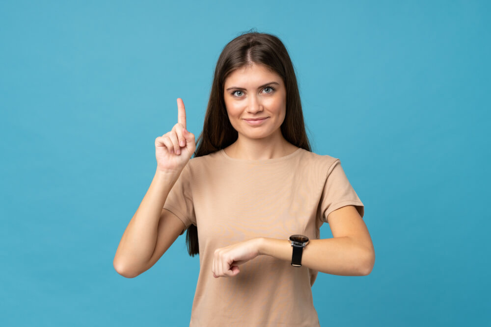 woman checking time 