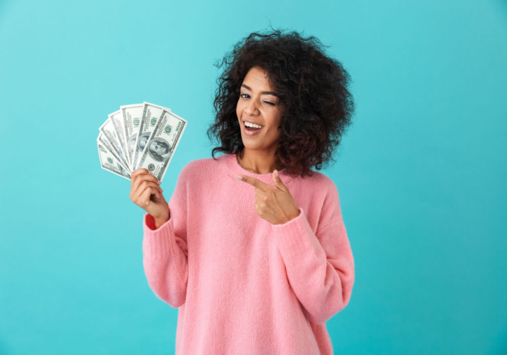 woman with installment loan money