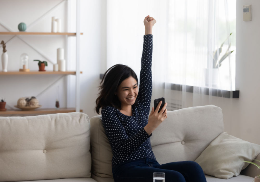 woman happy about getting installment loans online