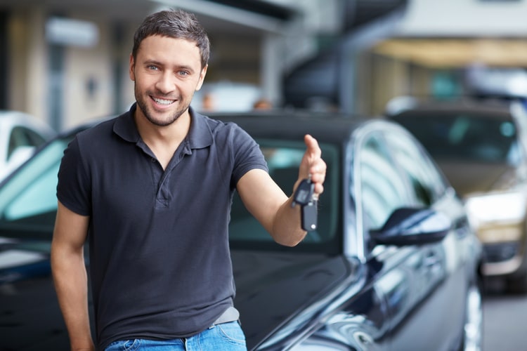 man pawning his car title for cash