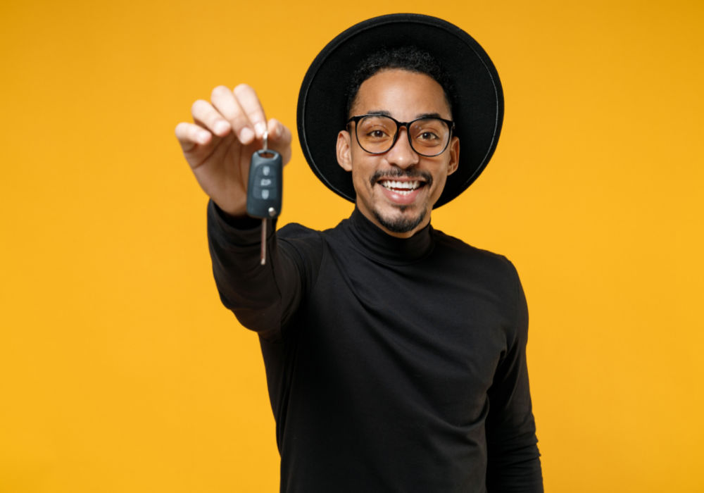 man with car keys for title loan