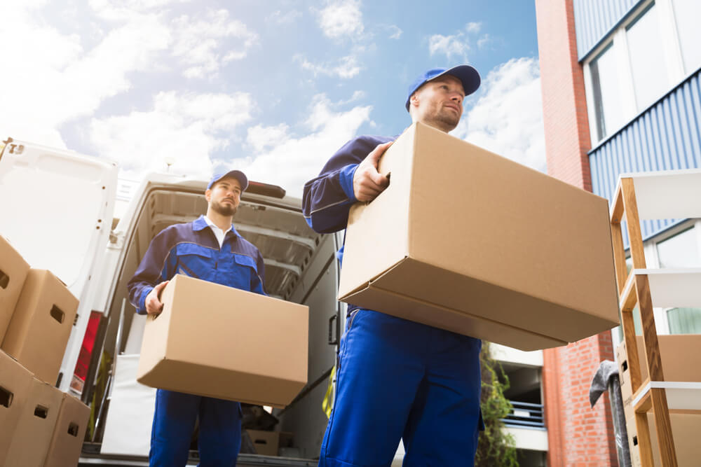 Moving company working out of truck for their client