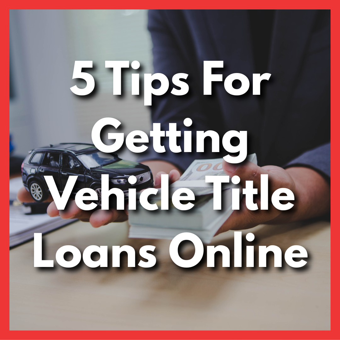 man holds online title loan cash and a toy car
