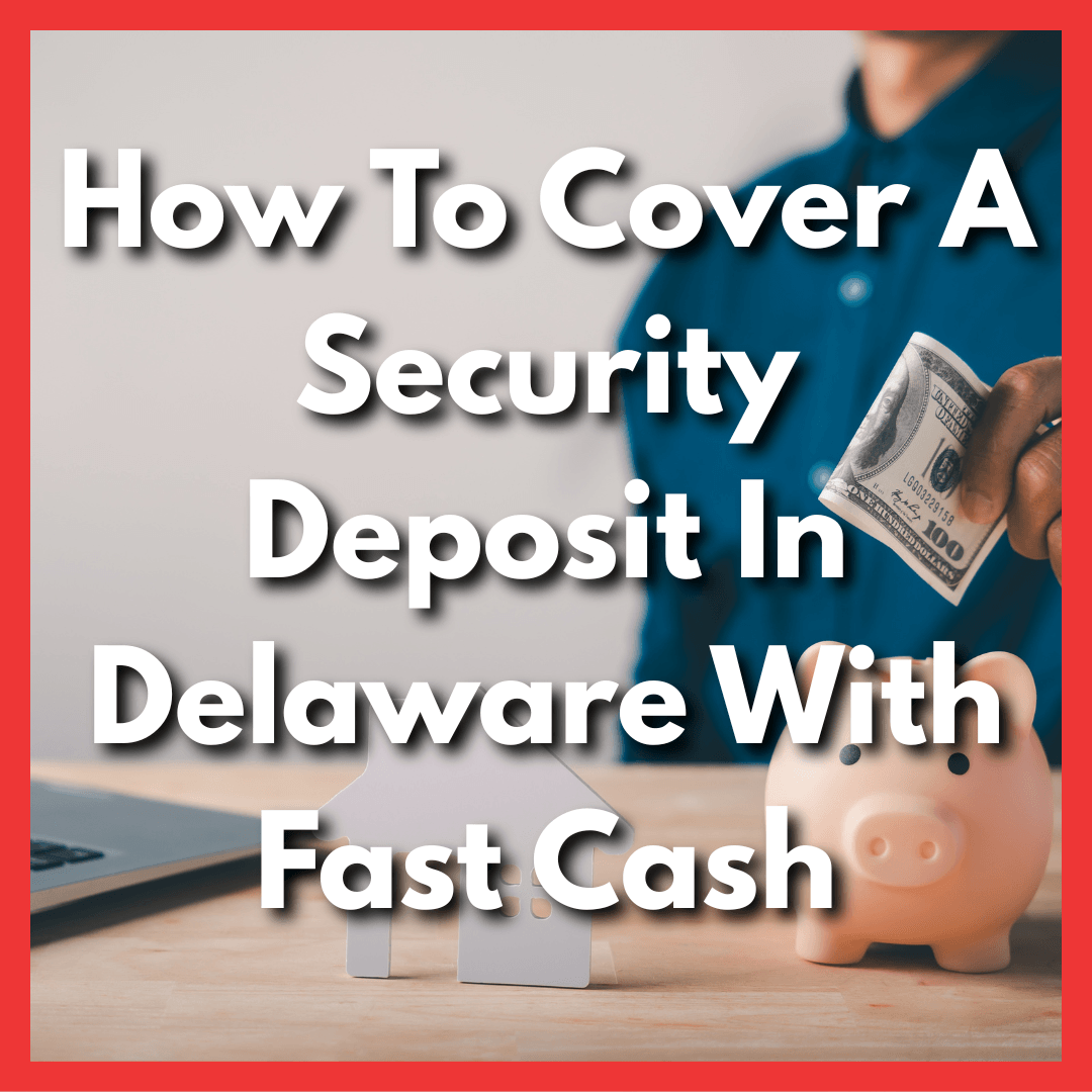 man puts loan cash for security deposit in piggybank