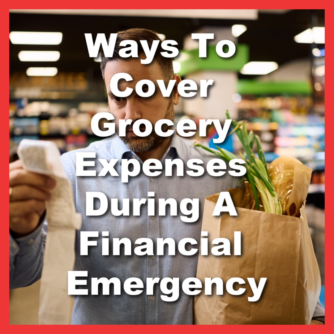man struggling with grocery expenses during financial emergency
