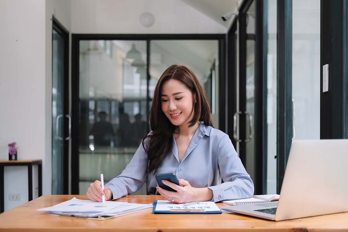 woman working on her finances