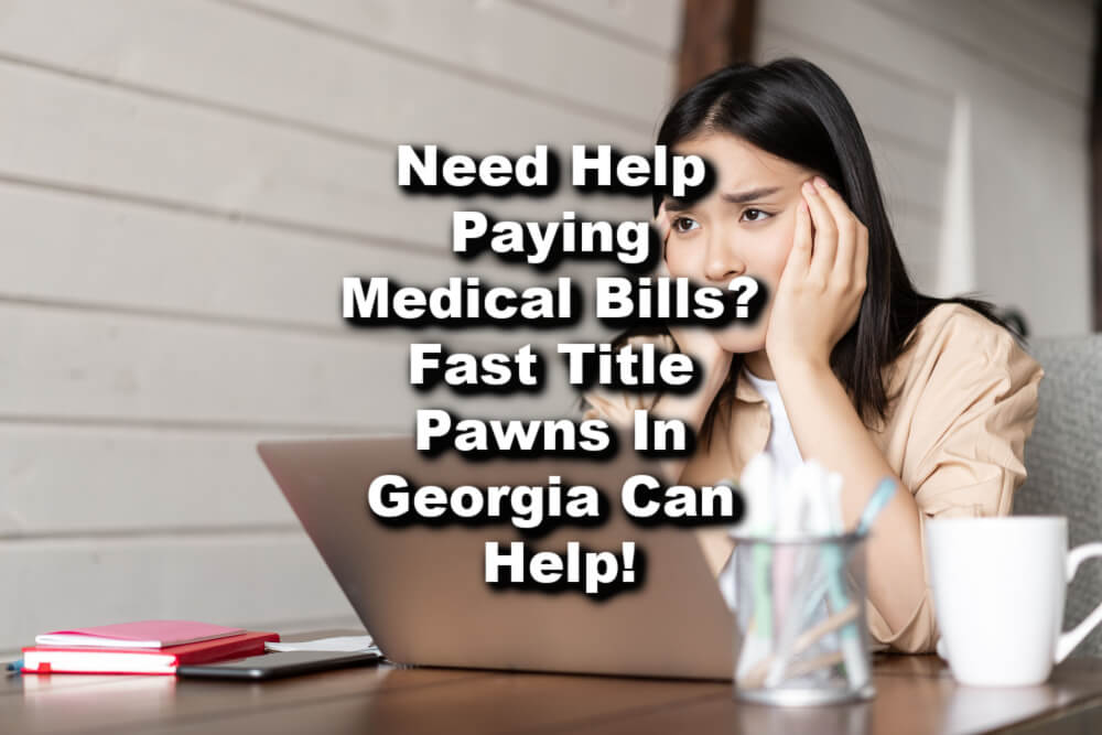 medical bills woman at computer searching for title pawns