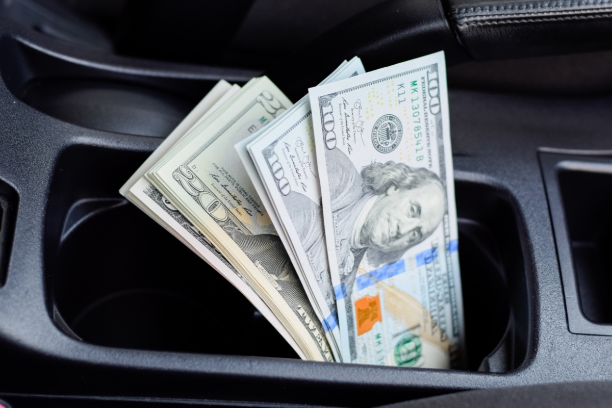 money from online title loan sitting in car