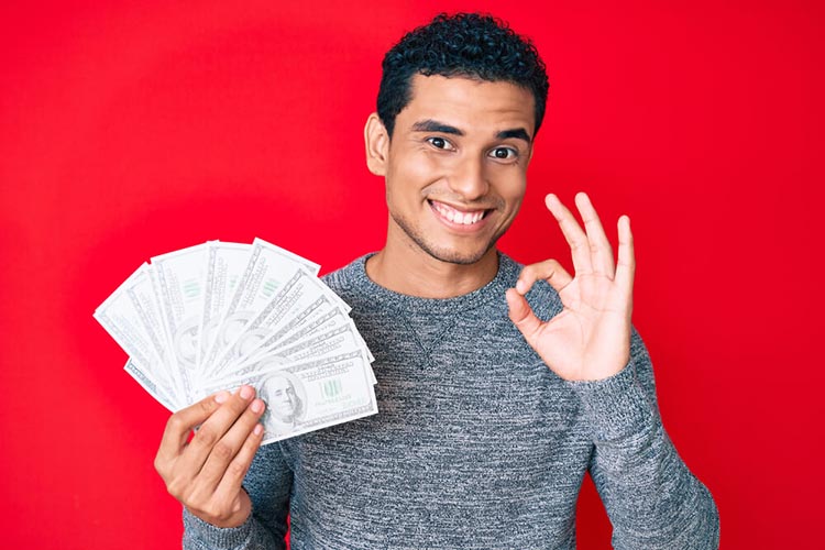 man with installment loan in hand