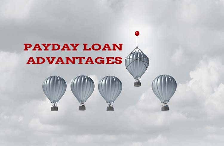 Air balloon in the sky with text payday loan advantage