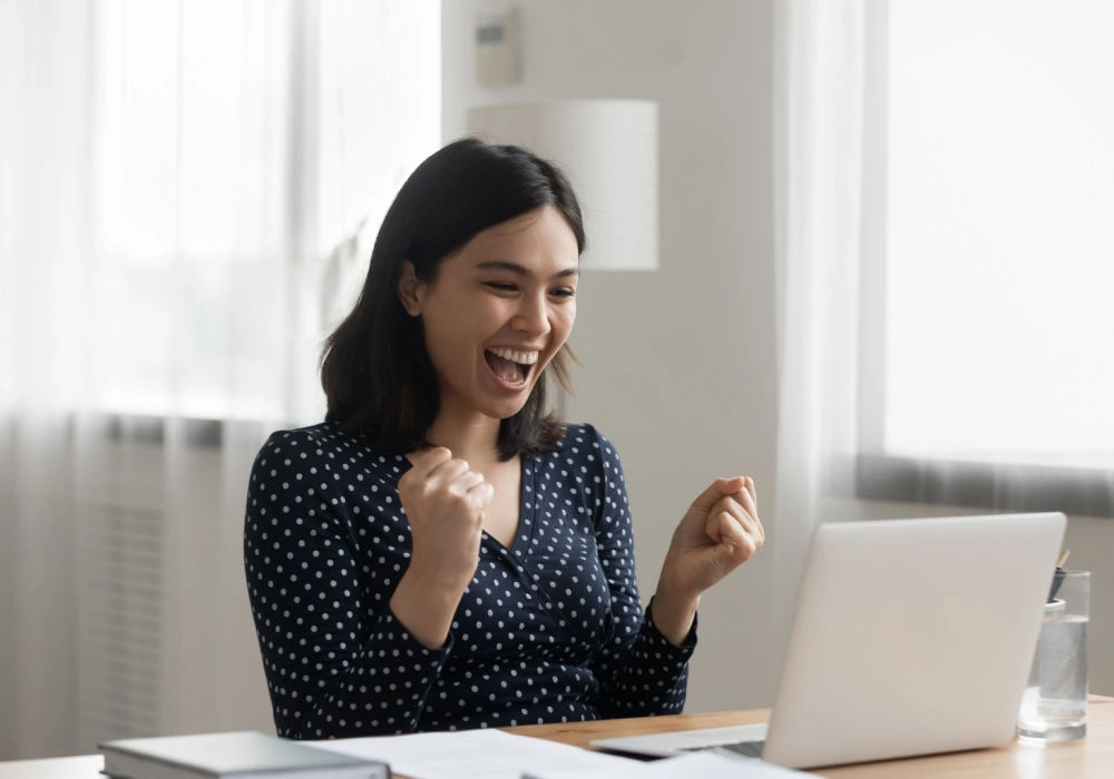 a woman learns how to get a title loan online